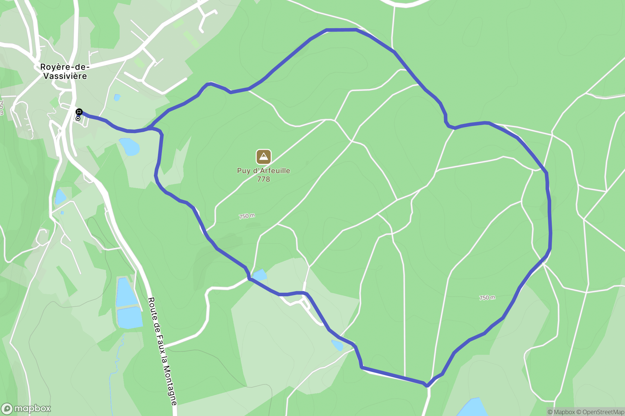 Royère-de-Vassivière : carte du parcours de randonnée - France