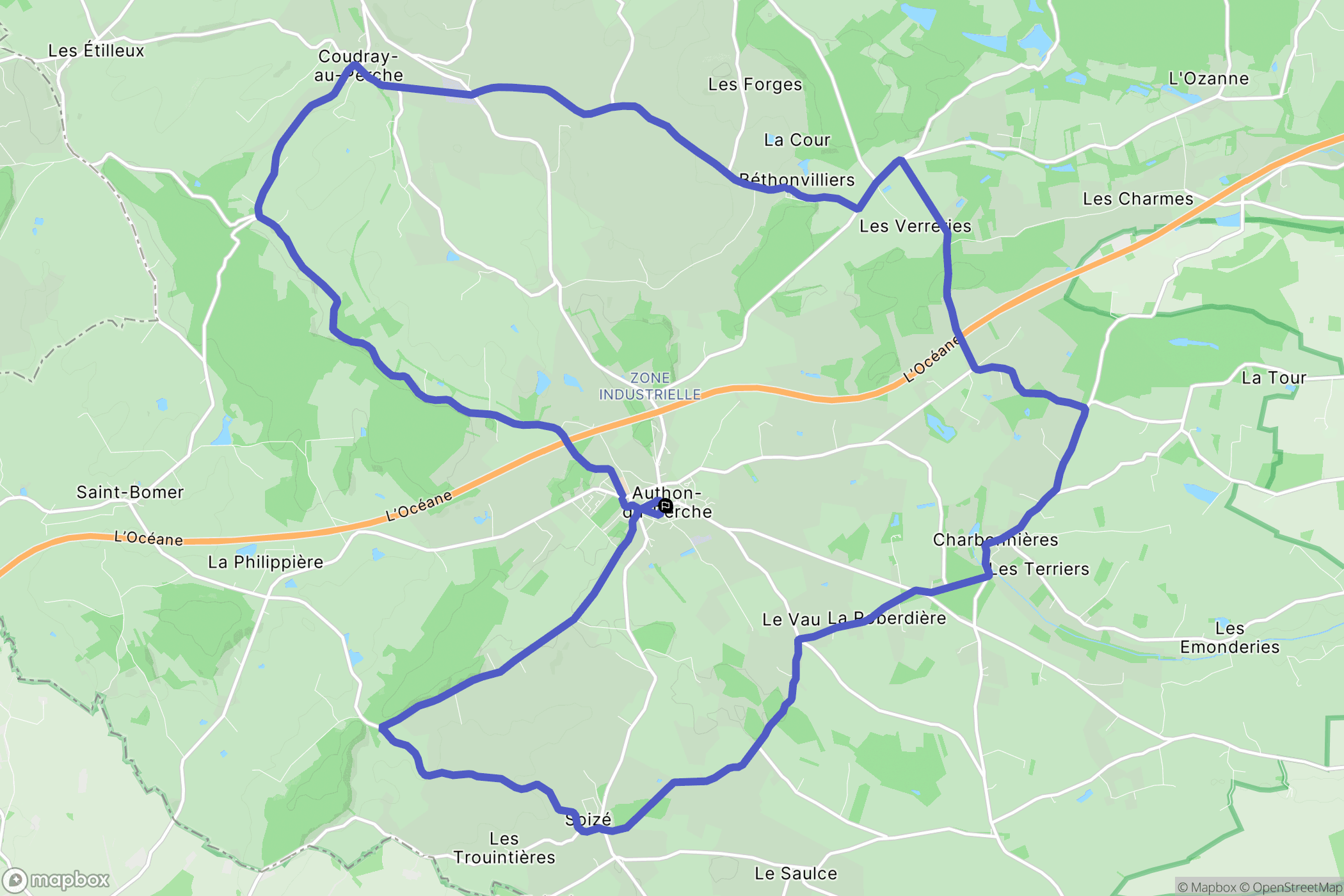 Authon-du-Perche : carte du parcours de randonnée - France