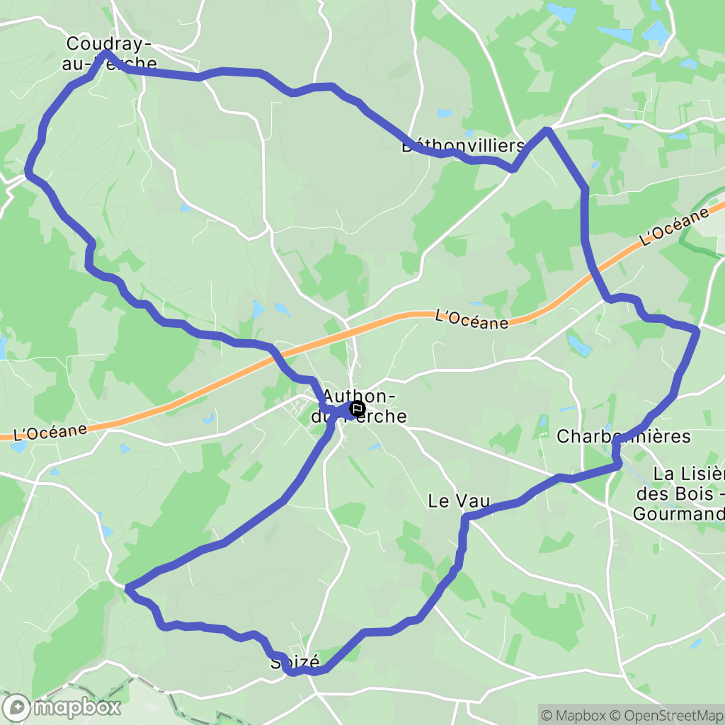 Authon-du-Perche : carte du parcours de randonnée - France