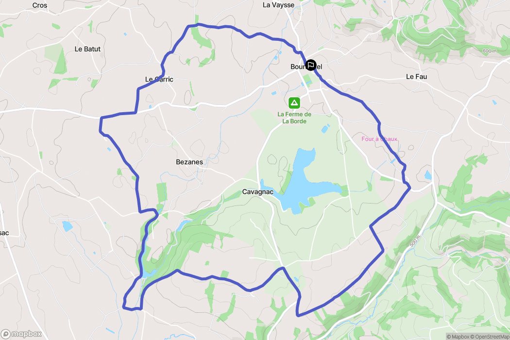 Bournazel : carte du parcours de randonnée - France