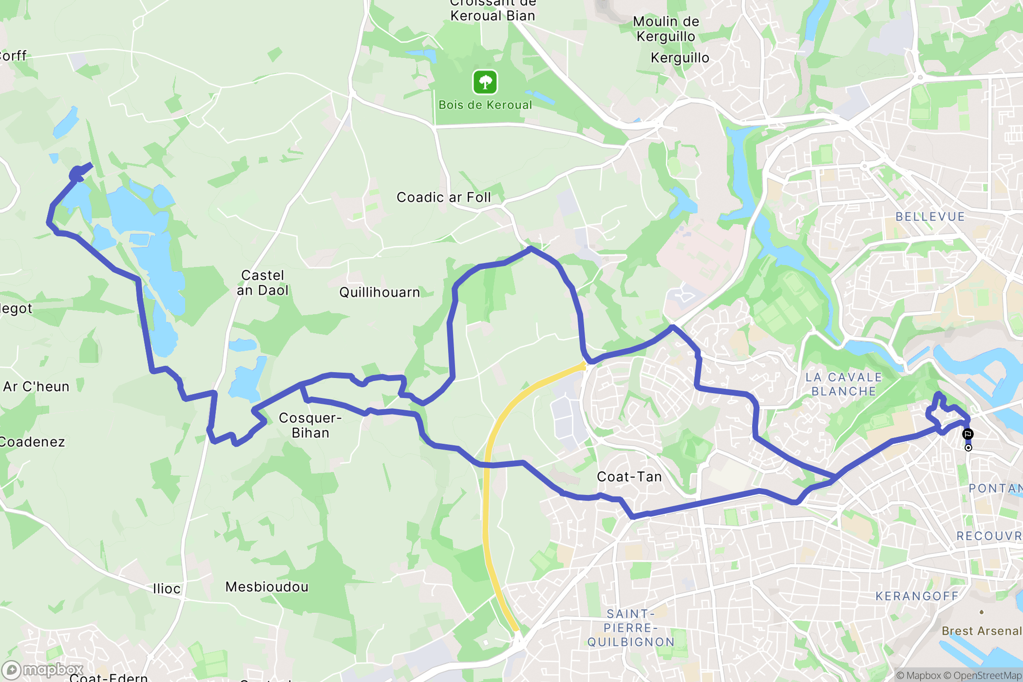 Brest : carte du parcours de randonnée - France