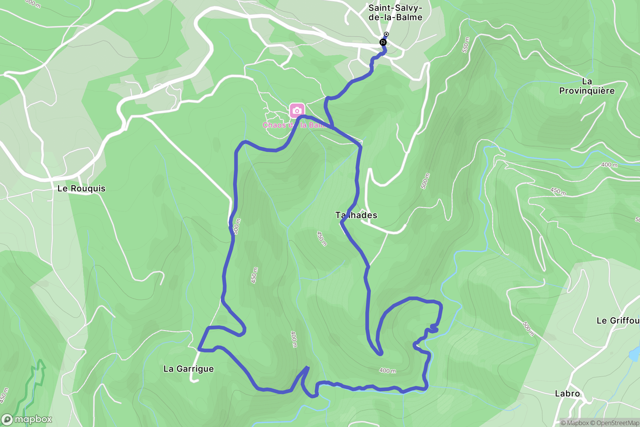 Saint-Salvy-de-la-Balme : carte du parcours de randonnée - France