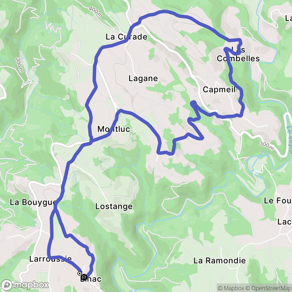 Linac : carte du parcours de randonnée - France