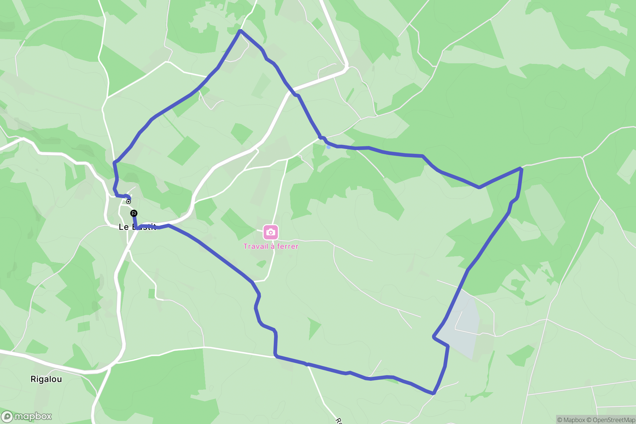 Le Bastit : carte du parcours de randonnée - France