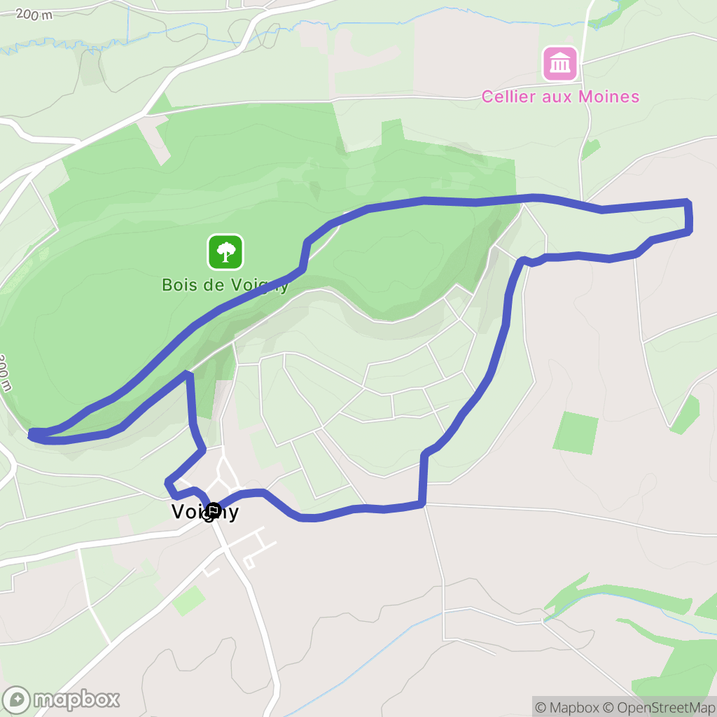 Voigny : carte du parcours de randonnée - France