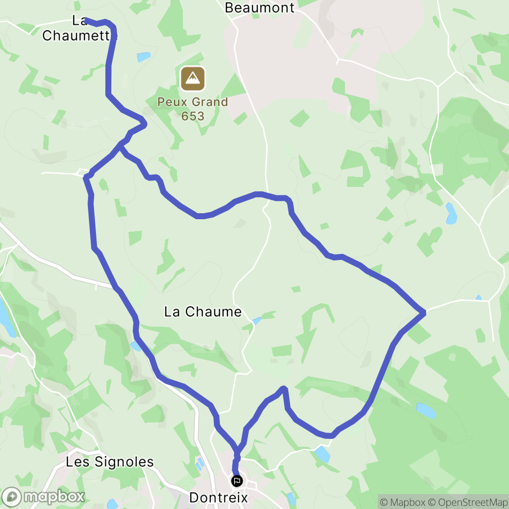 Dontreix : carte du parcours de randonnée - France