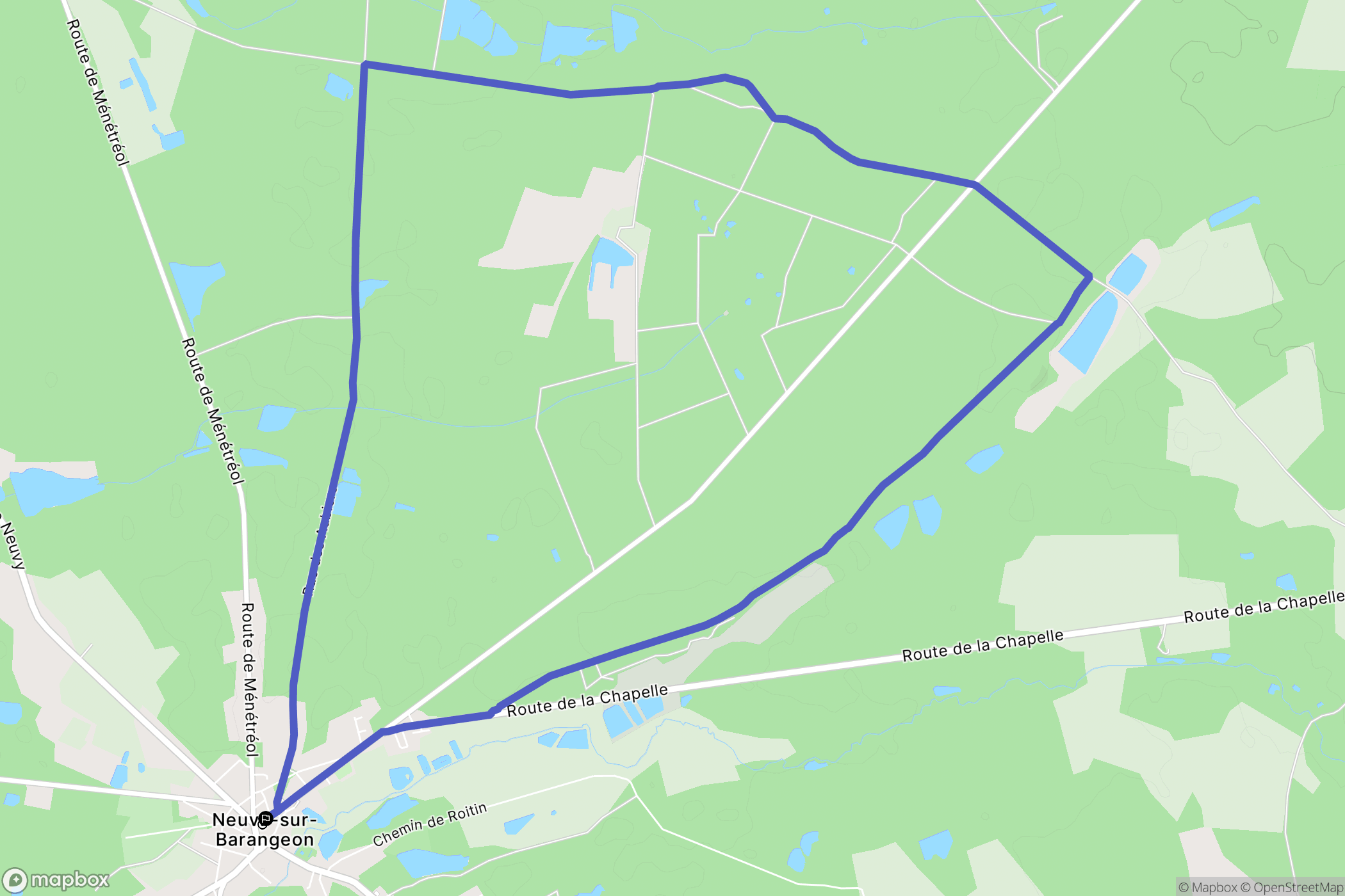 Neuvy-sur-Barangeon : carte du parcours de randonnée - France