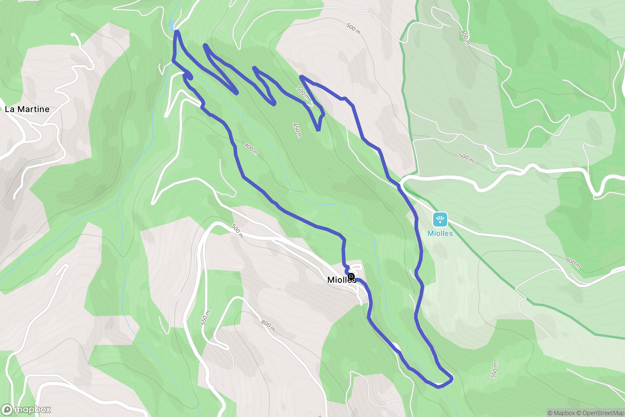 Miolles : carte du parcours de randonnée - France