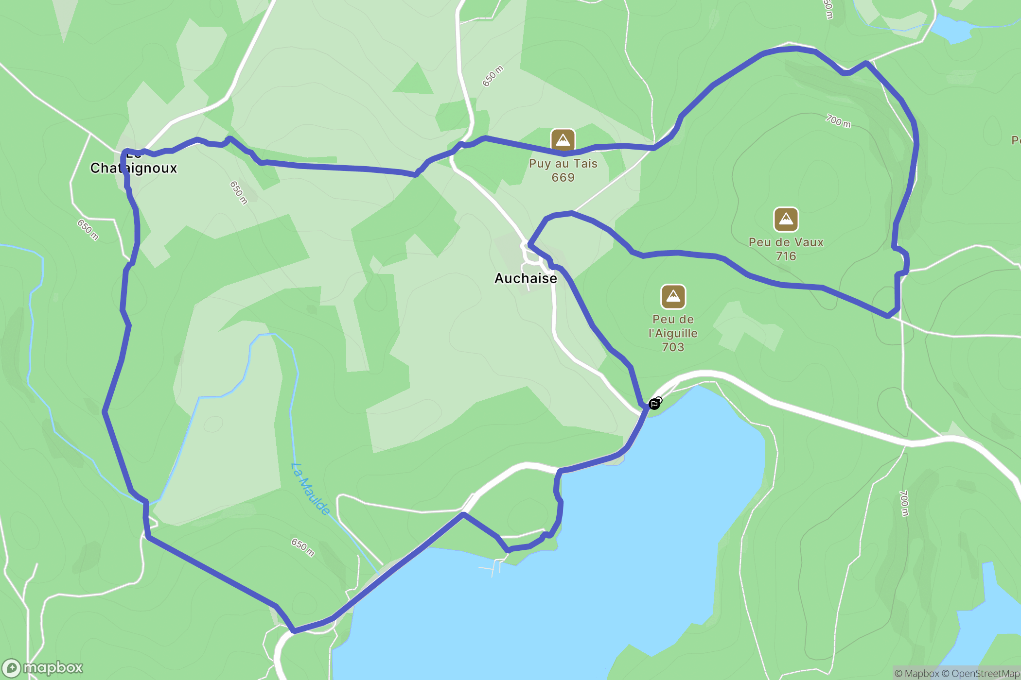 Royère-de-Vassivière : carte du parcours de randonnée - France