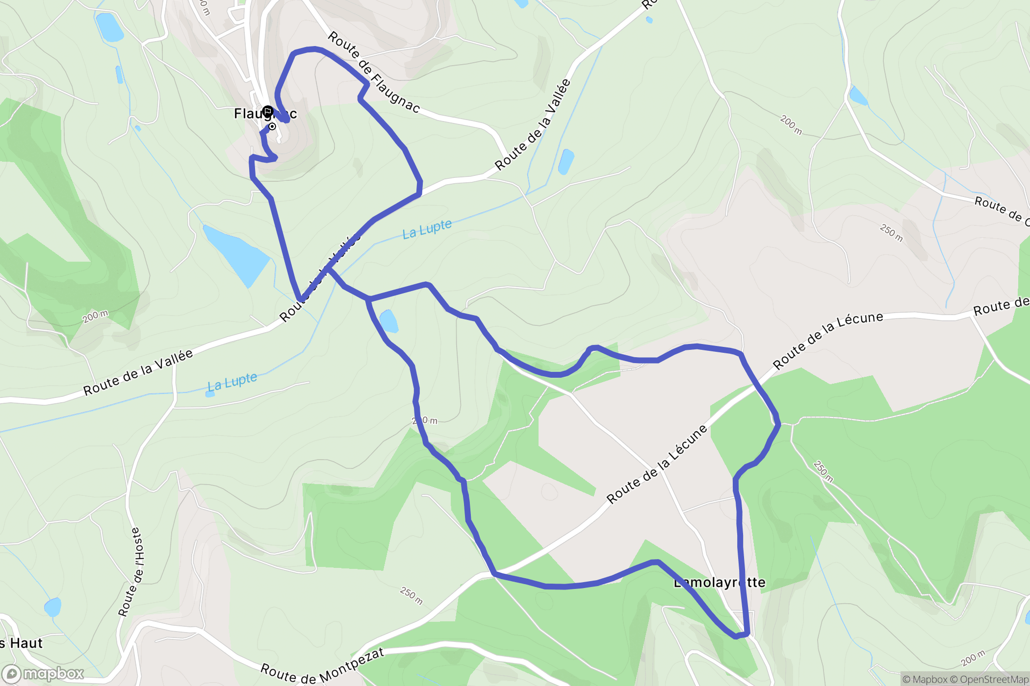 Saint-Paul-Flaugnac : carte du parcours de randonnée - France