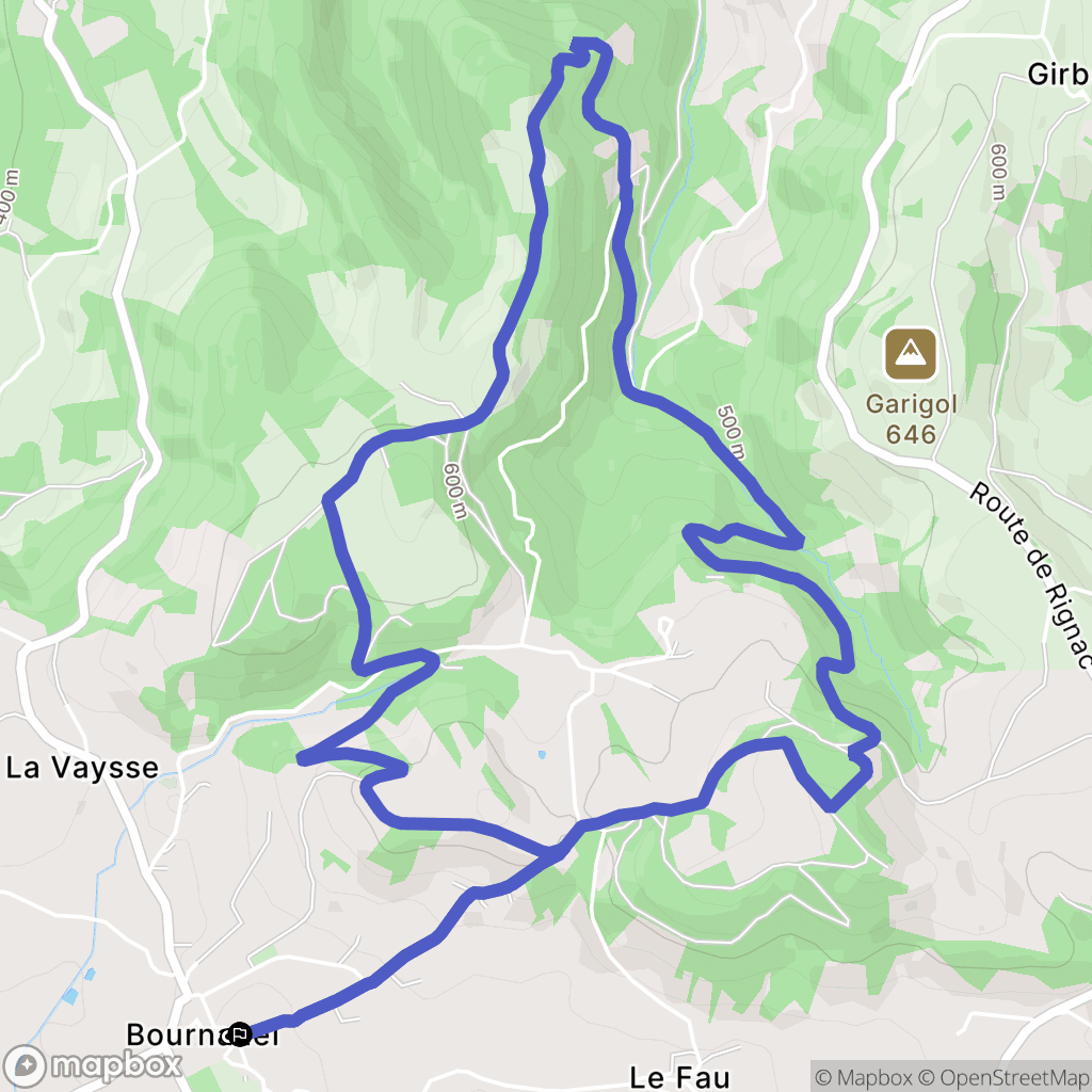 Bournazel : carte du parcours de randonnée - France