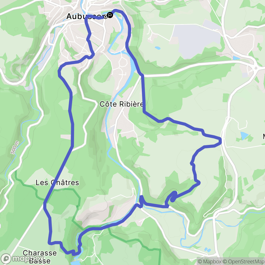 Aubusson : carte du parcours de randonnée - France