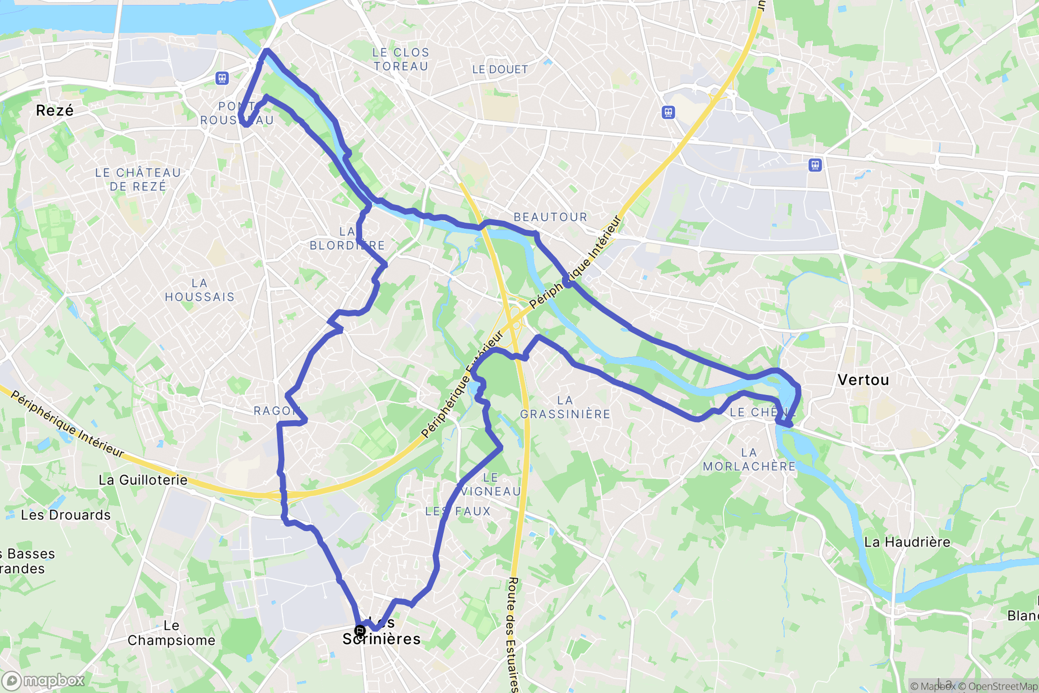 Les Sorinières : carte du parcours de randonnée - France