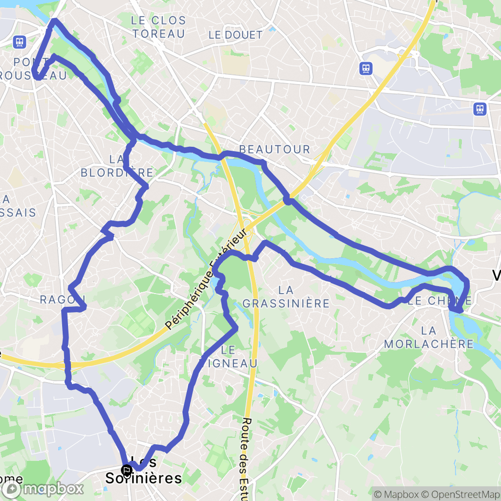 Les Sorinières : carte du parcours de randonnée - France