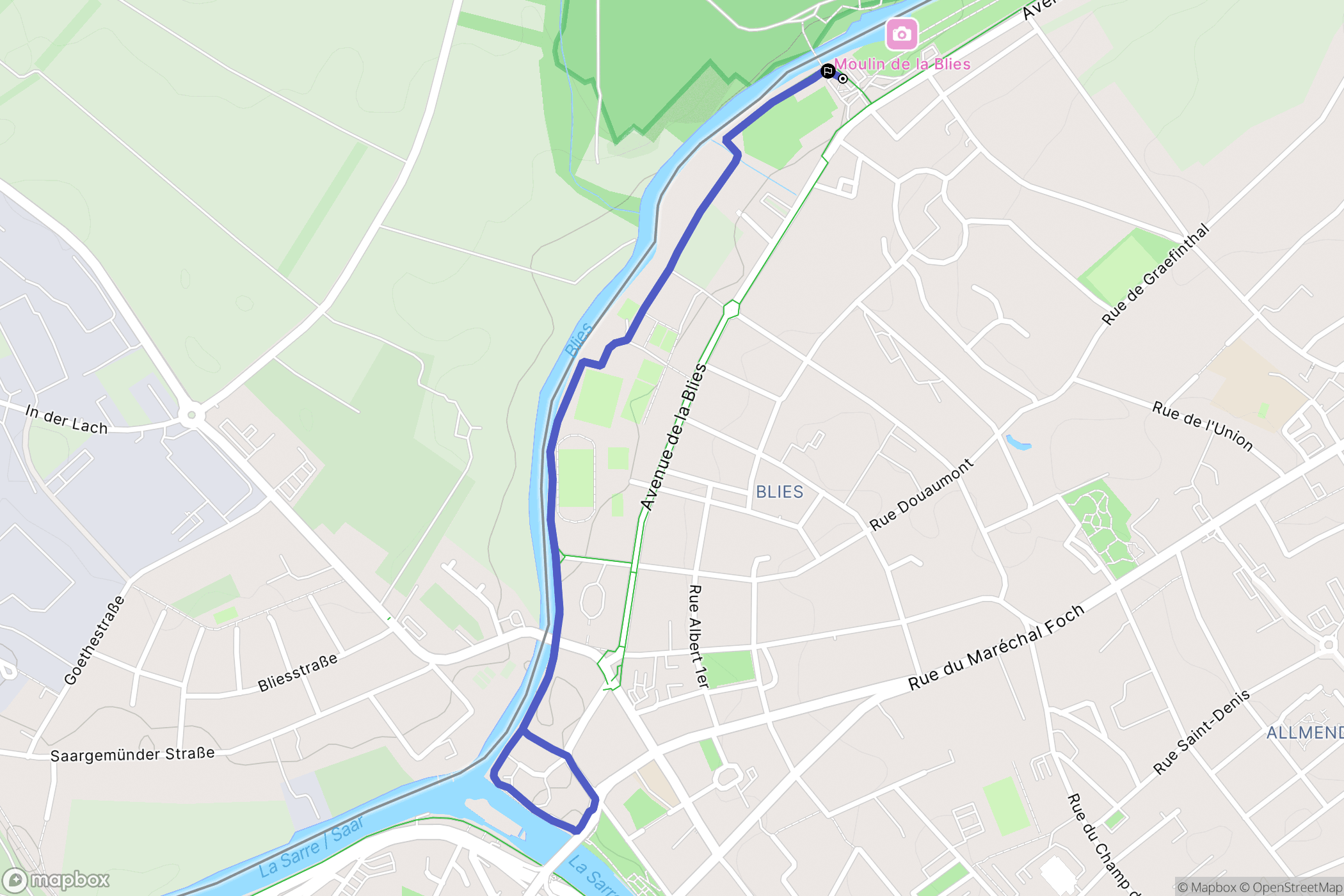 Sarreguemines : carte du parcours de randonnée - France
