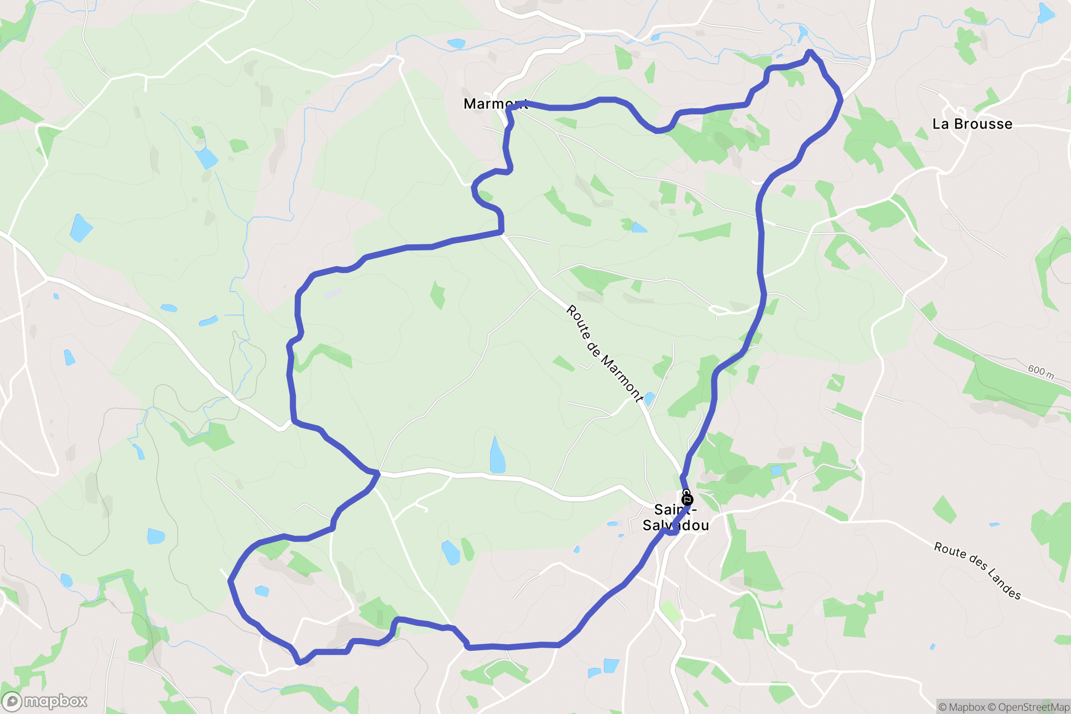 Le Bas-Ségala : carte du parcours de randonnée - France