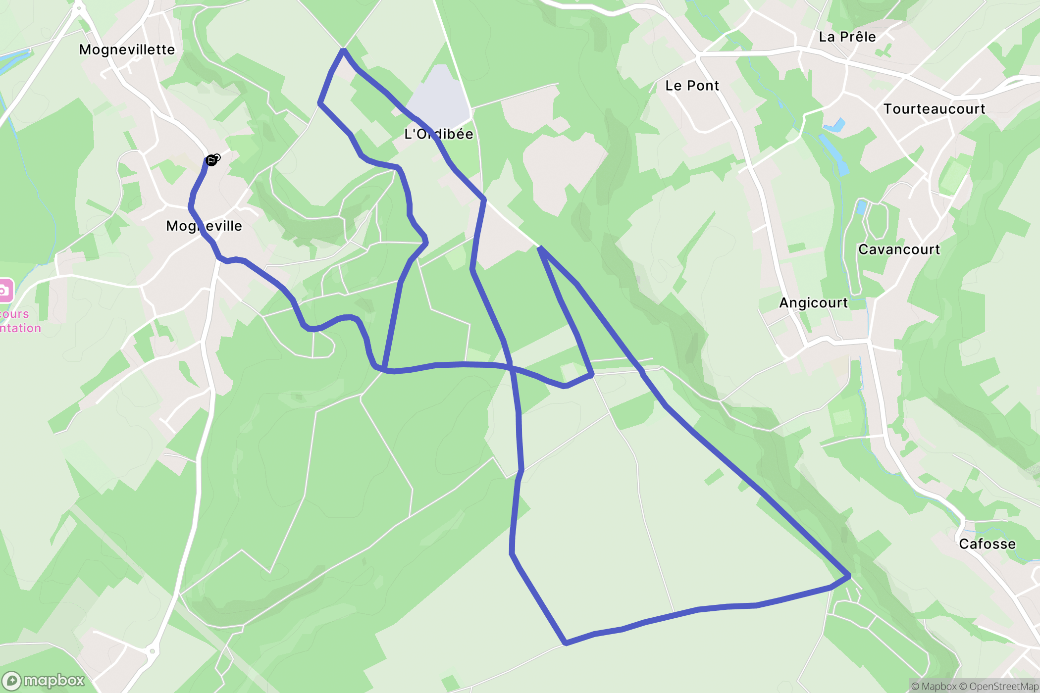 Mogneville : carte du parcours de randonnée - France