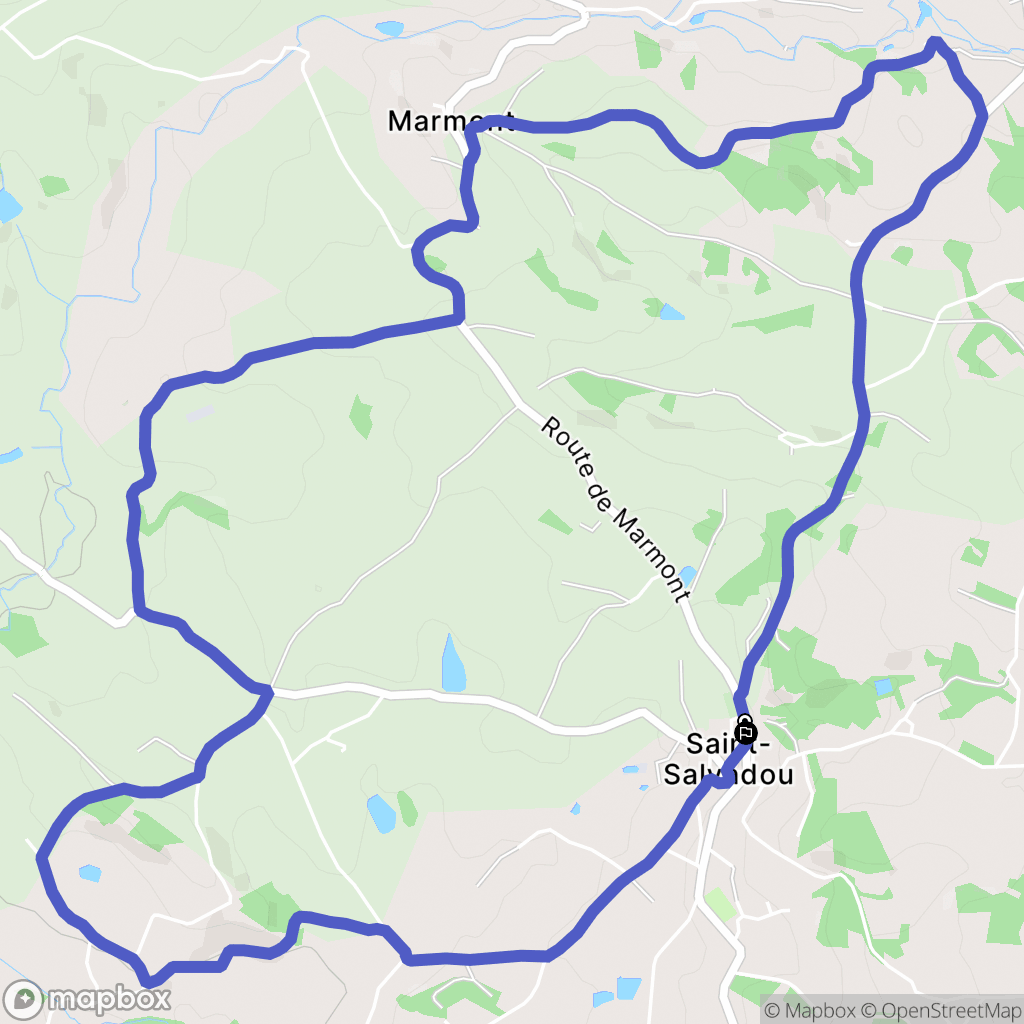 Le Bas-Ségala : carte du parcours de randonnée - France