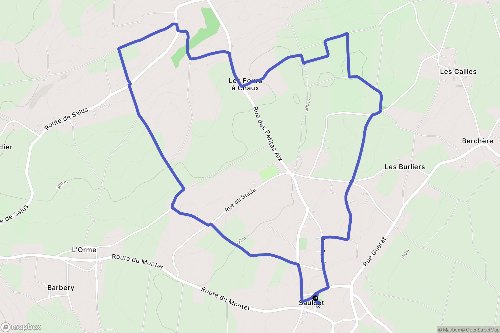 Saulcet : carte du parcours de randonnée - France