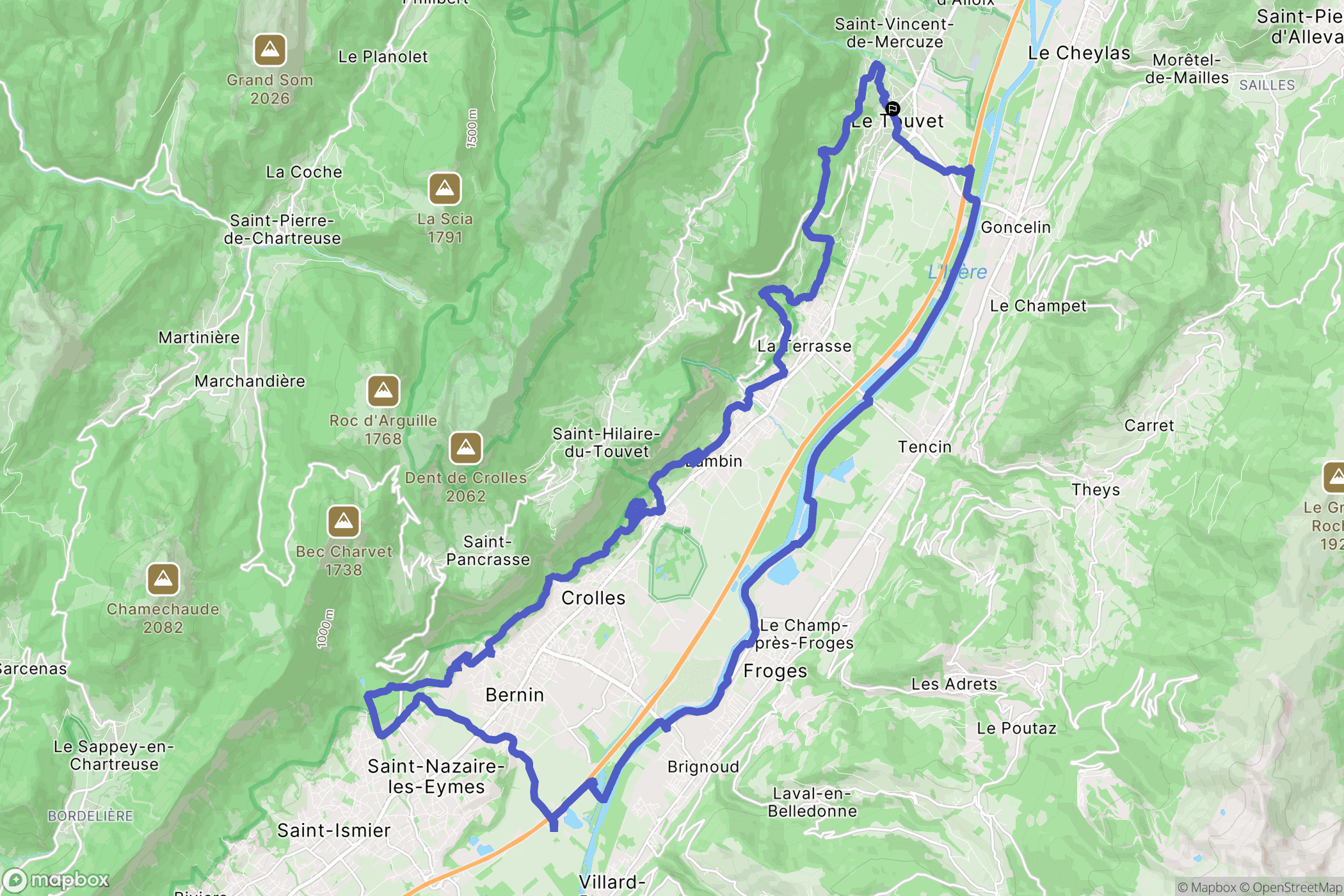 Le Touvet : carte du parcours de randonnée - France