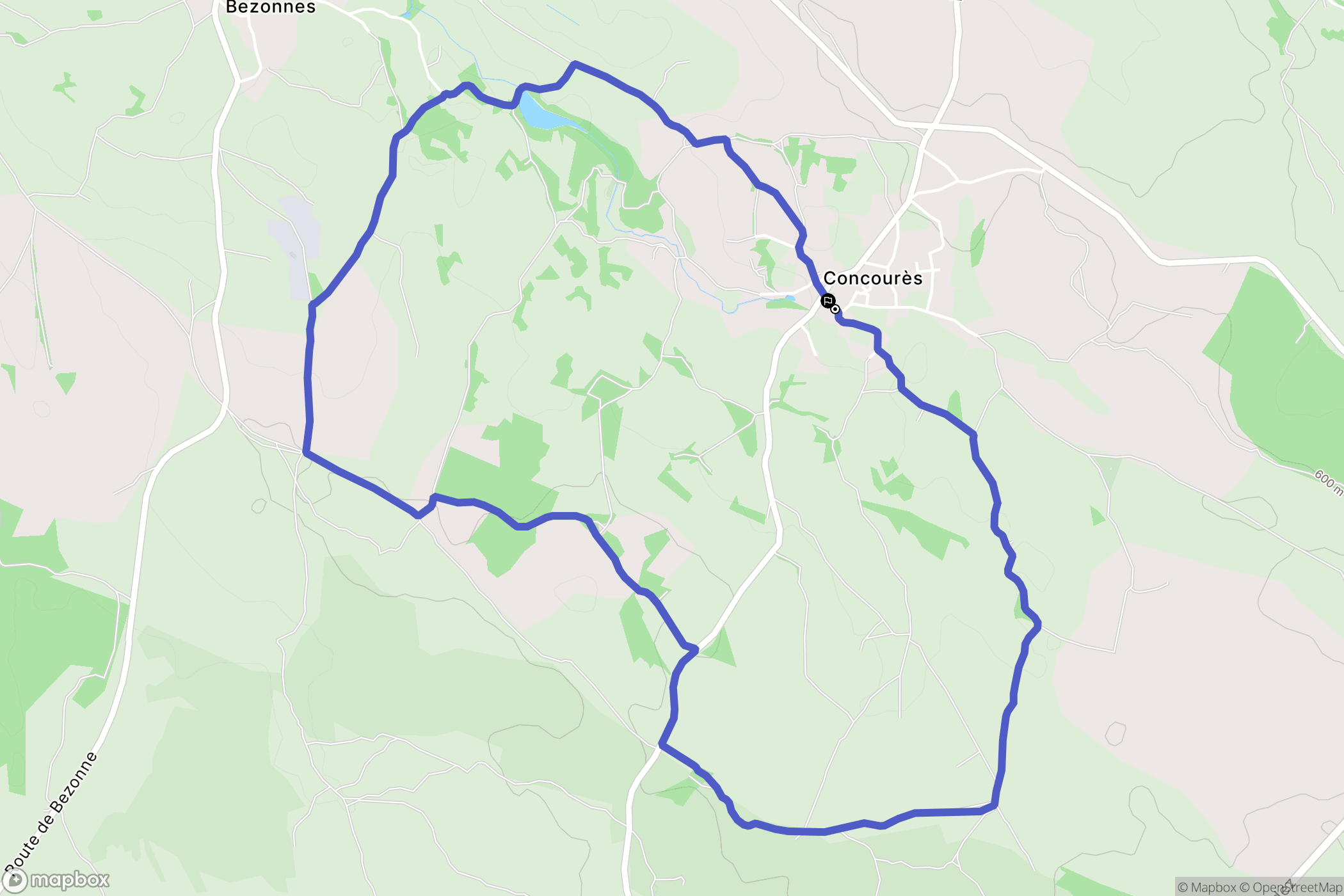 Sébazac-Concourès : carte du parcours de randonnée - France
