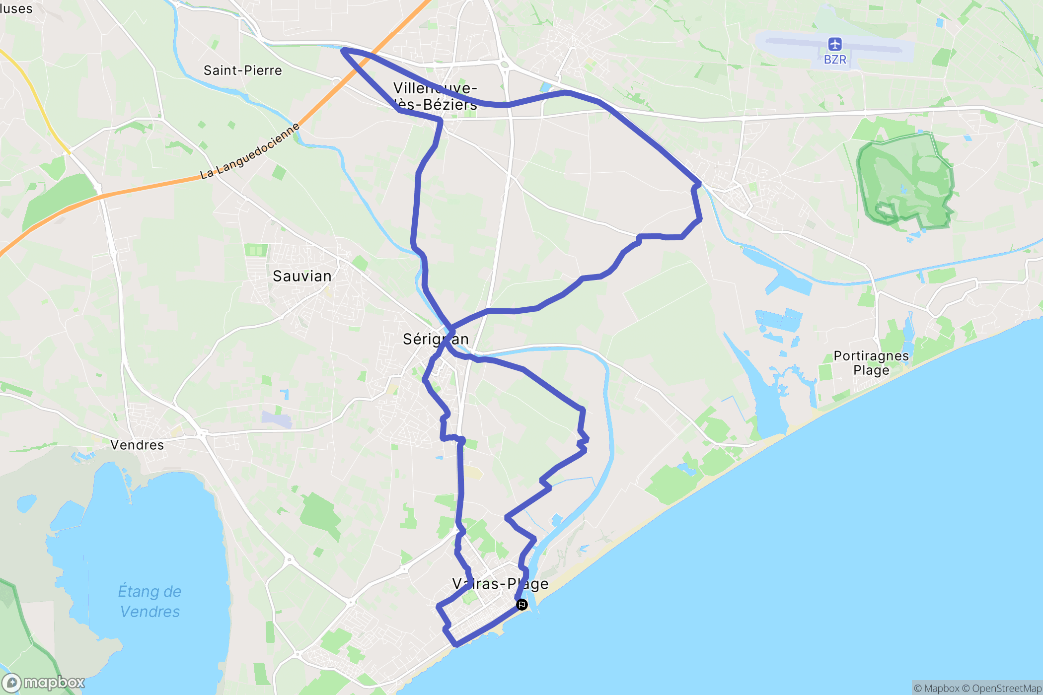 Valras-Plage : carte du parcours de randonnée - France