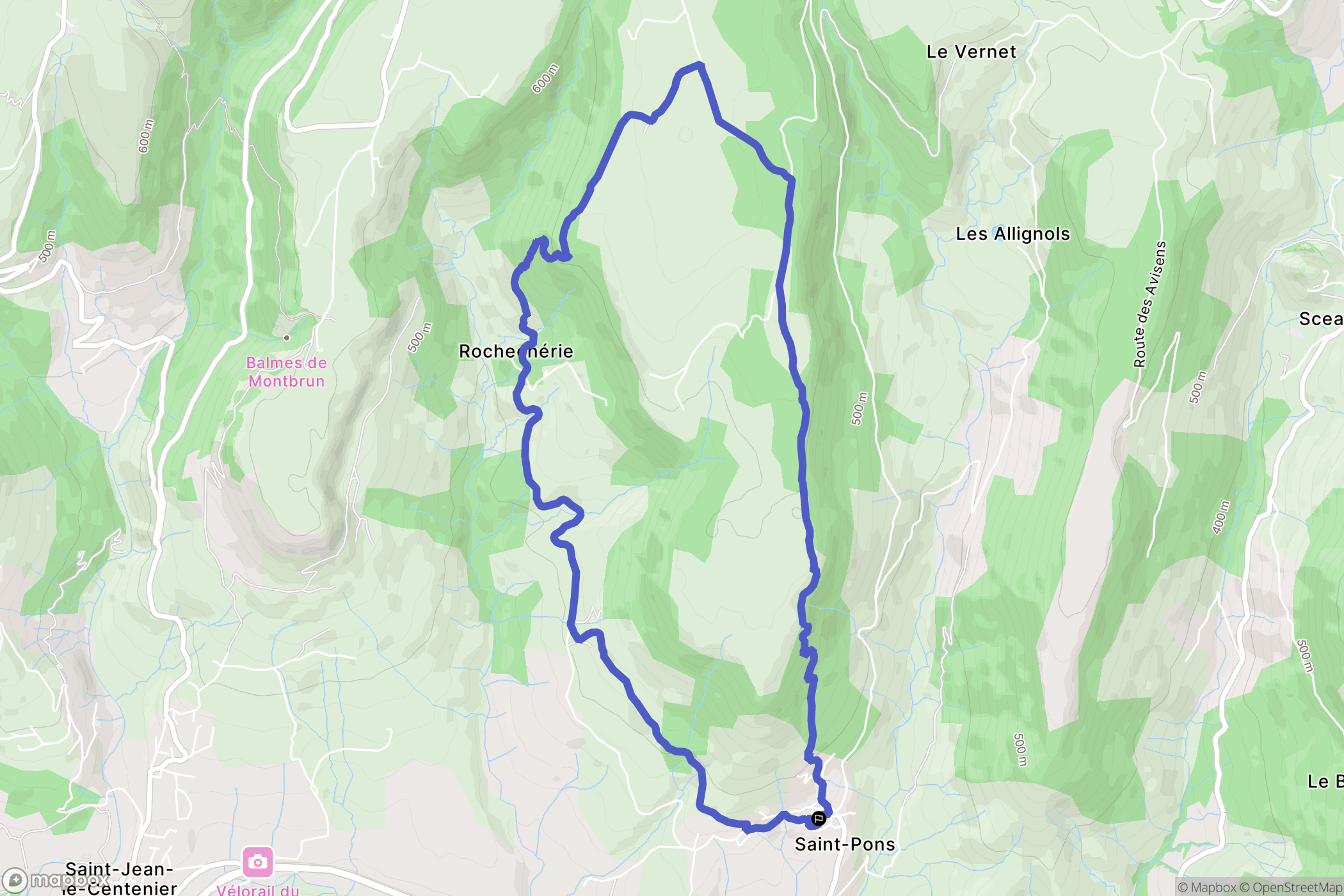 Saint-Pons : carte du parcours de randonnée - France
