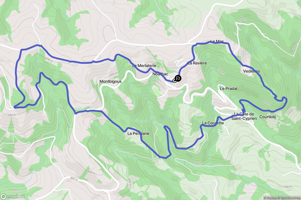 Conques-en-Rouergue : carte du parcours de randonnée - France