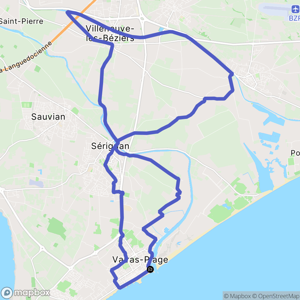 Valras-Plage : carte du parcours de randonnée - France
