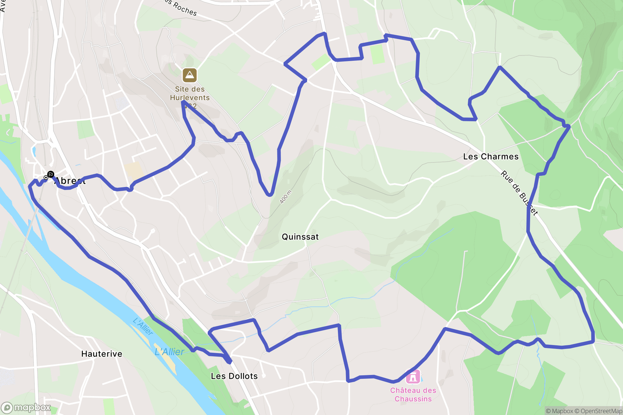 Abrest : carte du parcours de randonnée - France