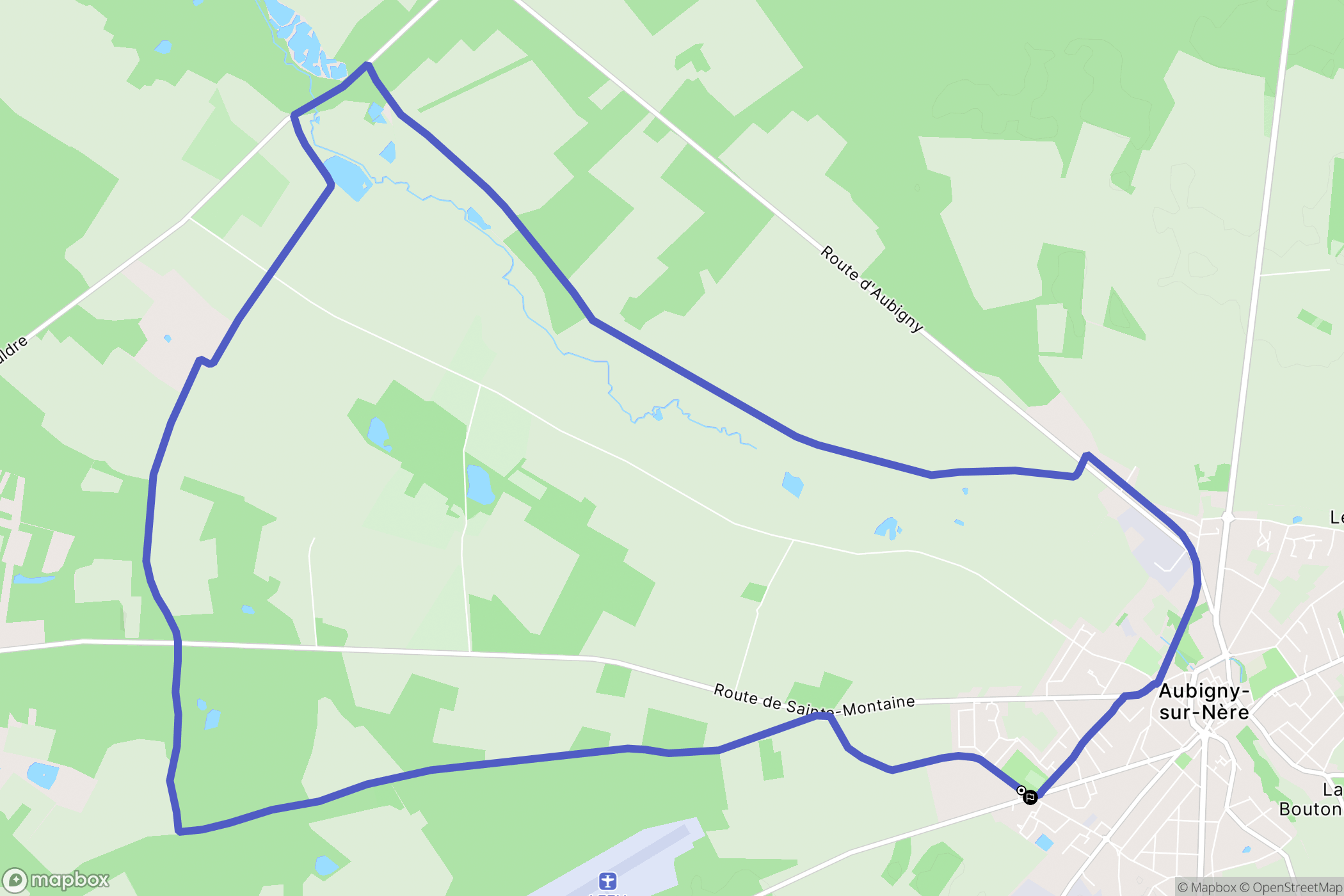 Aubigny-sur-Nère : carte du parcours de randonnée - France