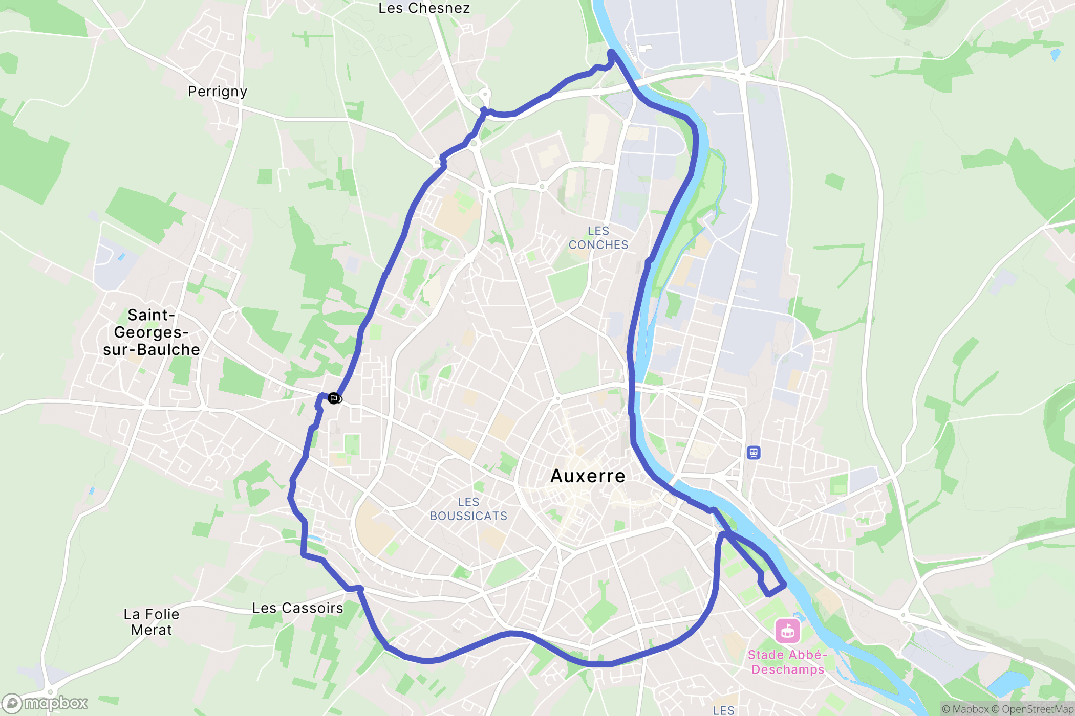Auxerre : carte du parcours de randonnée - France