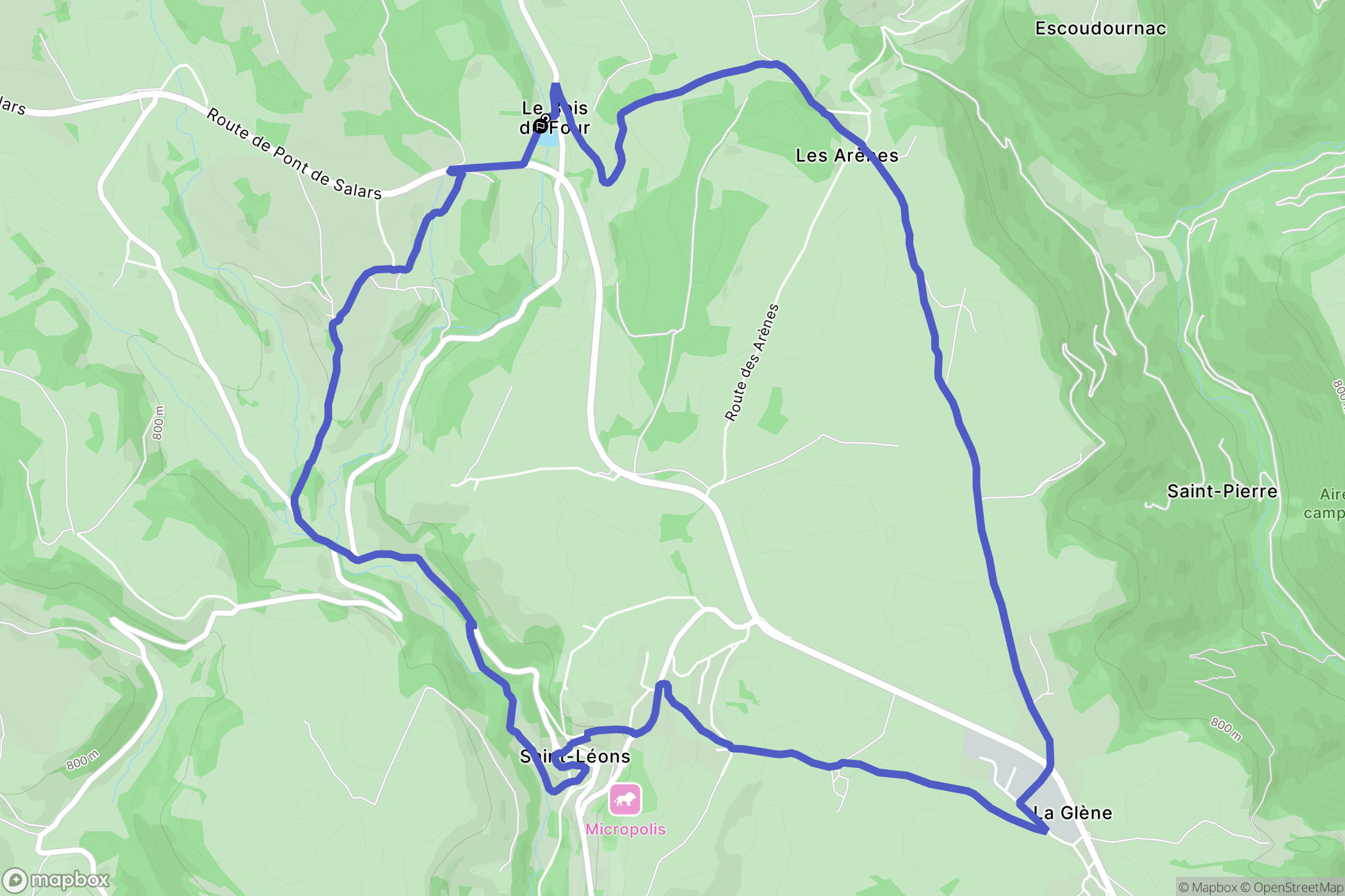 Saint-Léons : carte du parcours de randonnée - France