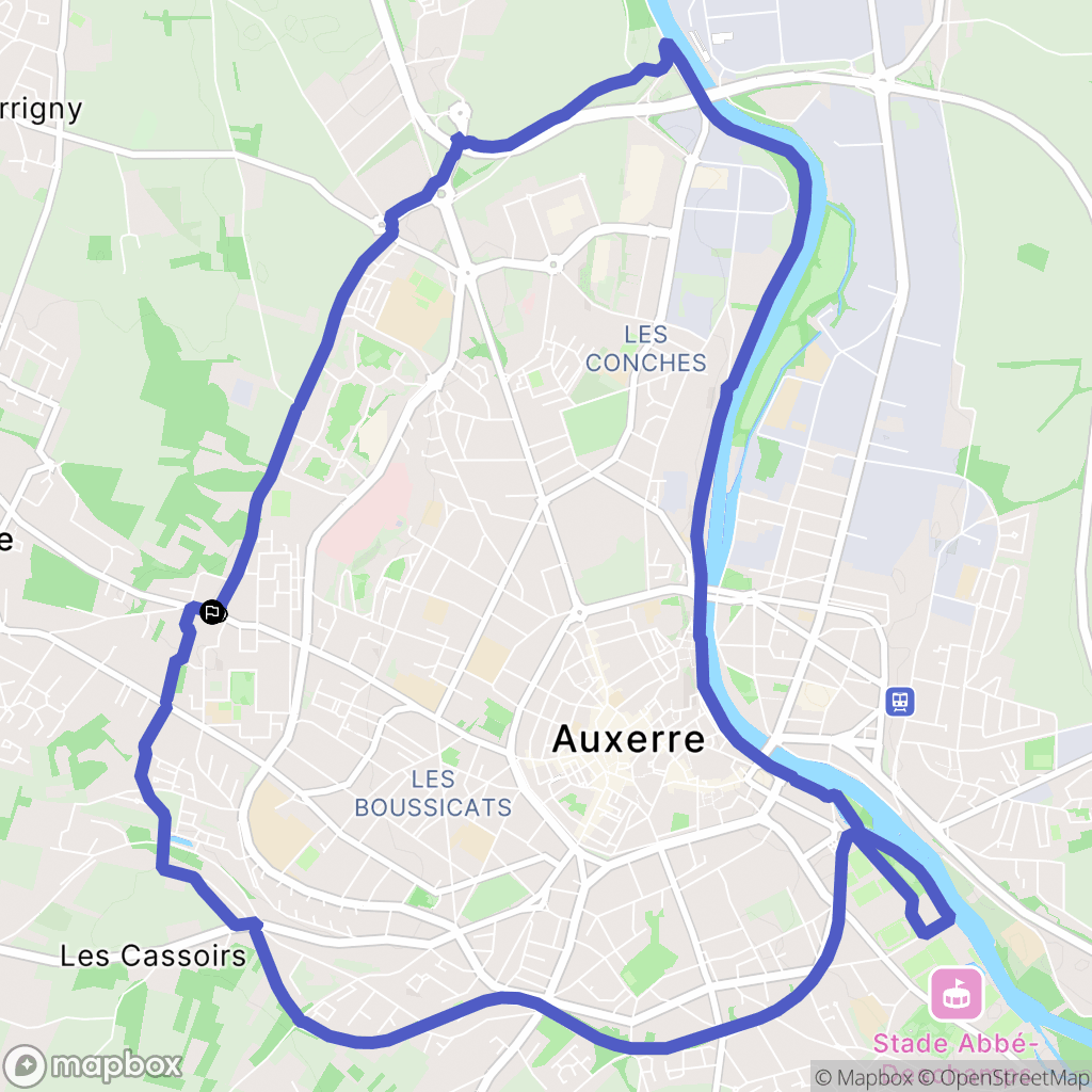 Auxerre : carte du parcours de randonnée - France