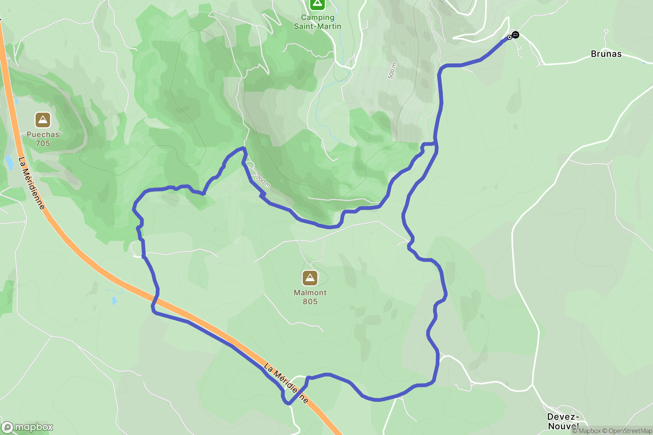 Creissels : carte du parcours de randonnée - France