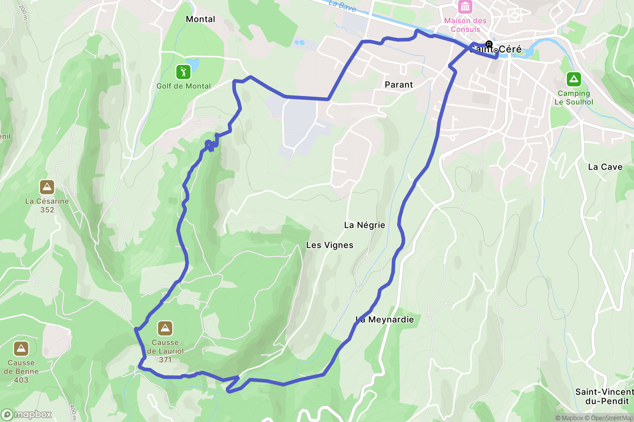 Saint-Céré : carte du parcours de randonnée - France