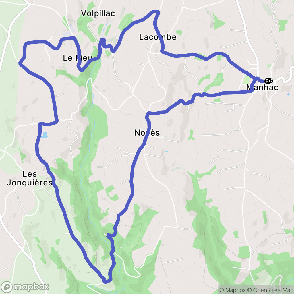 Manhac : carte du parcours de randonnée - France
