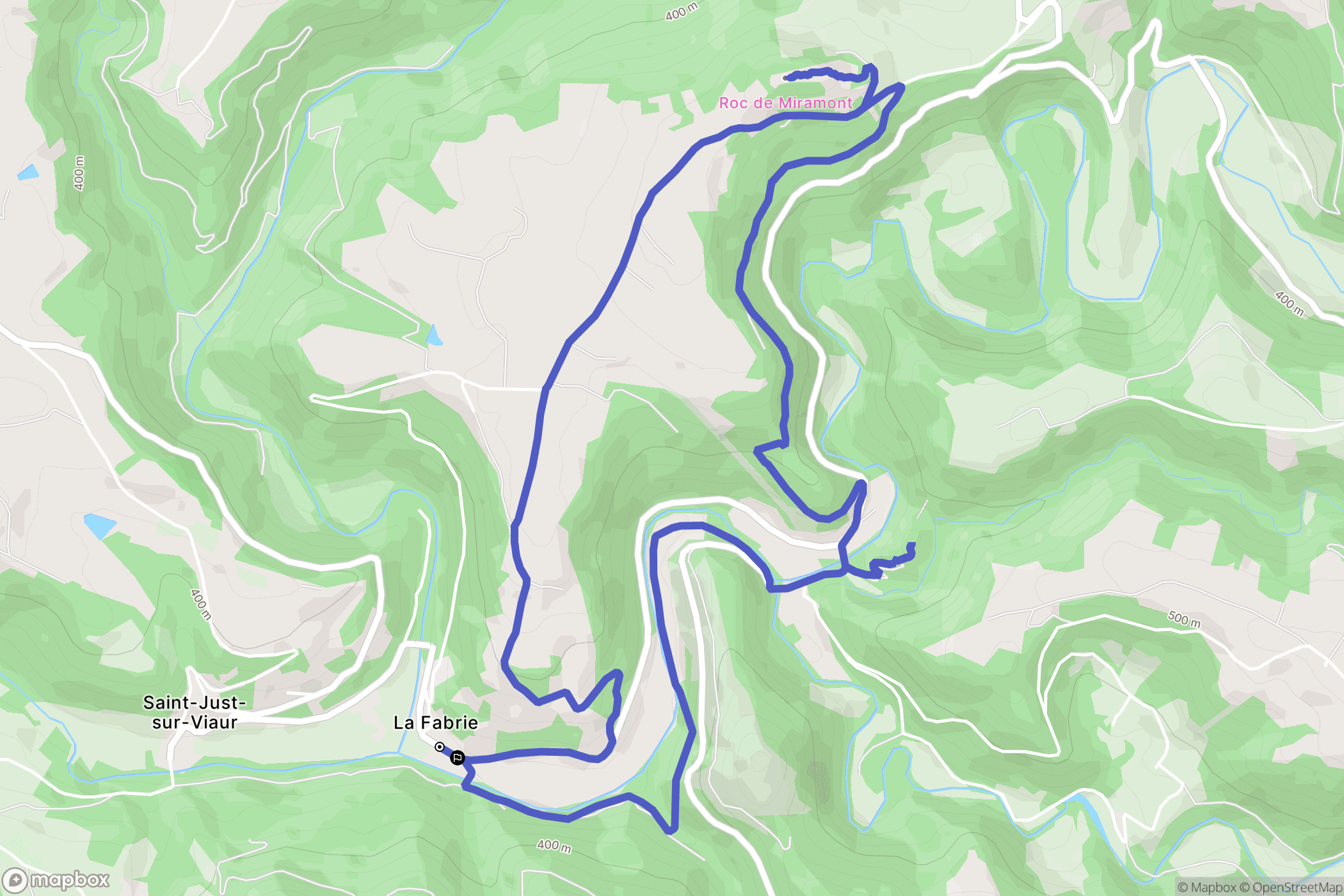 Saint-Just-sur-Viaur : carte du parcours de randonnée - France
