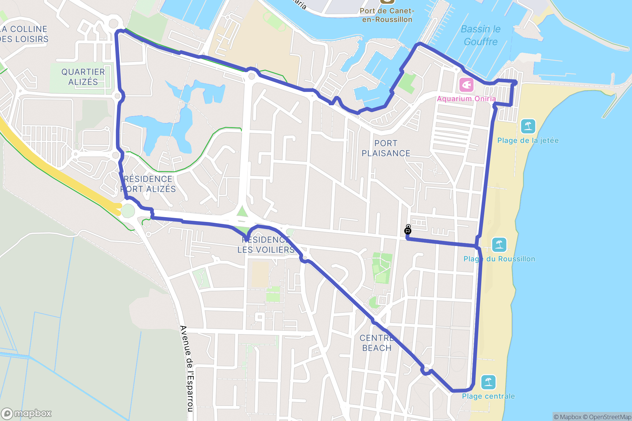 Canet-en-Roussillon : carte du parcours de randonnée - France