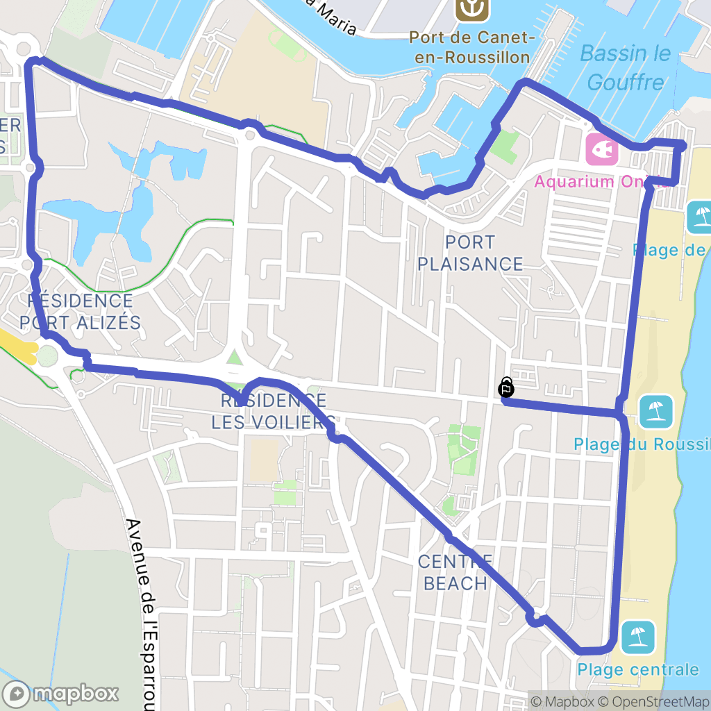Canet-en-Roussillon : carte du parcours de randonnée - France