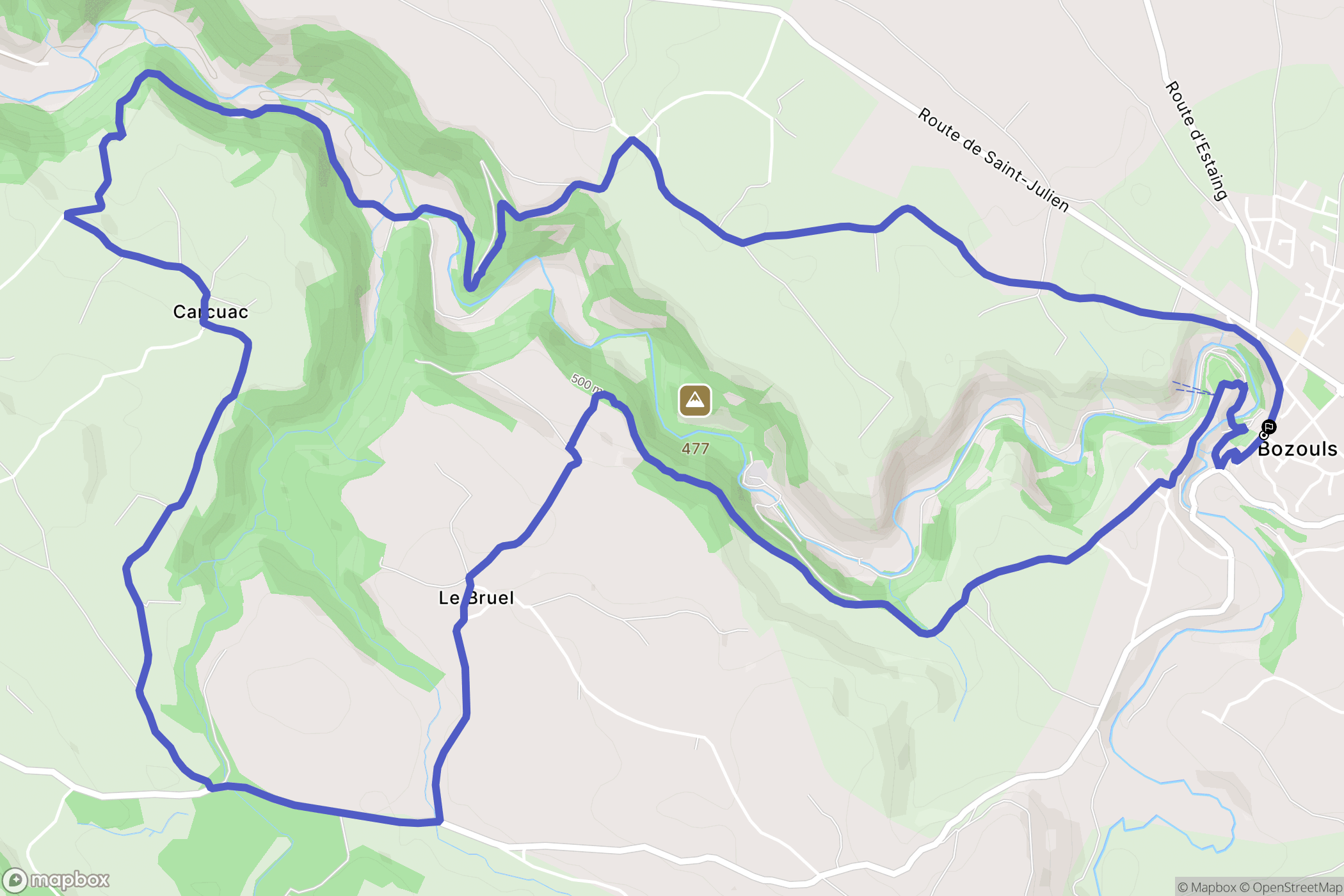 Bozouls : carte du parcours de randonnée - France