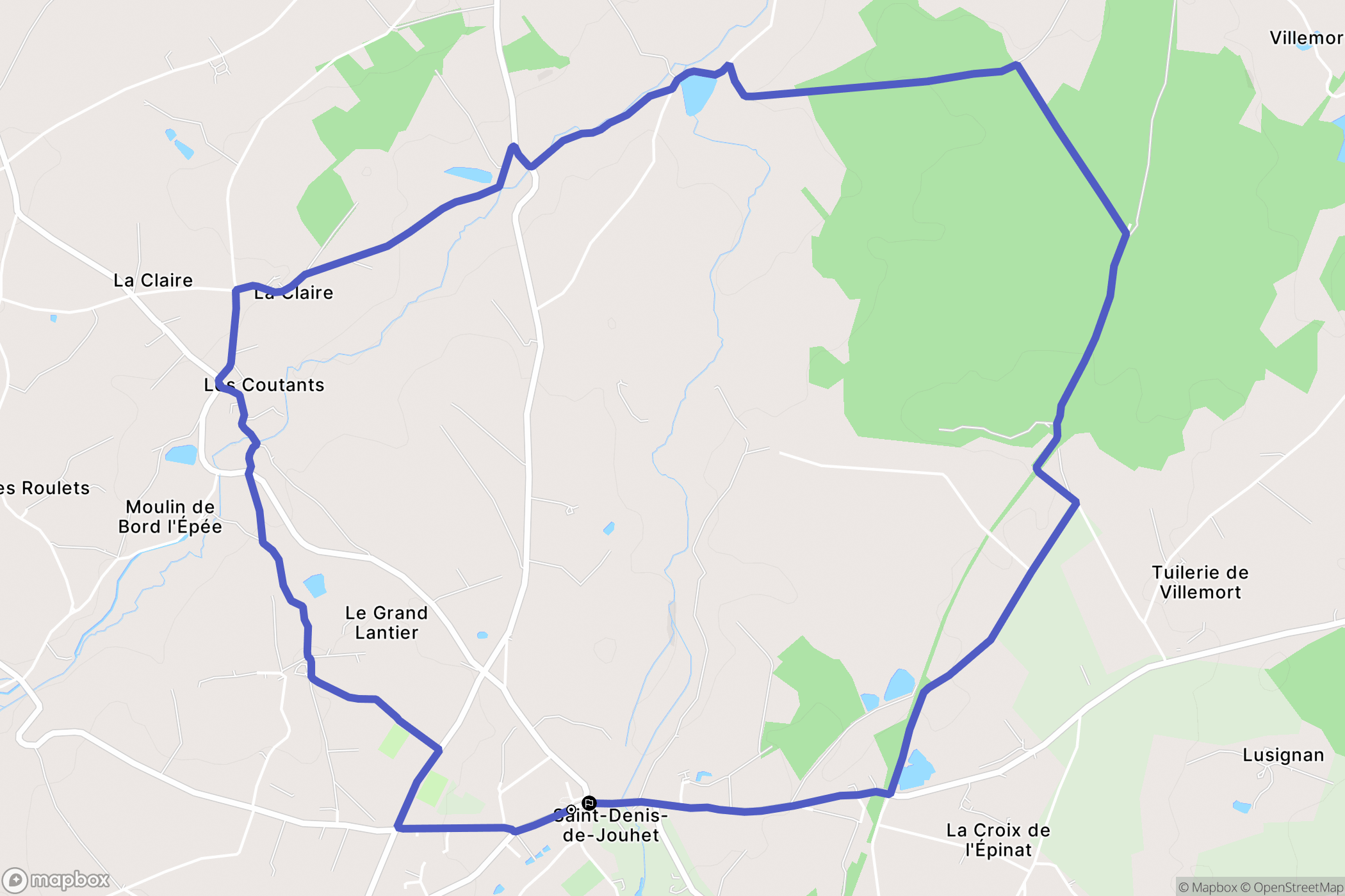 Saint-Denis-de-Jouhet : carte du parcours de randonnée - France