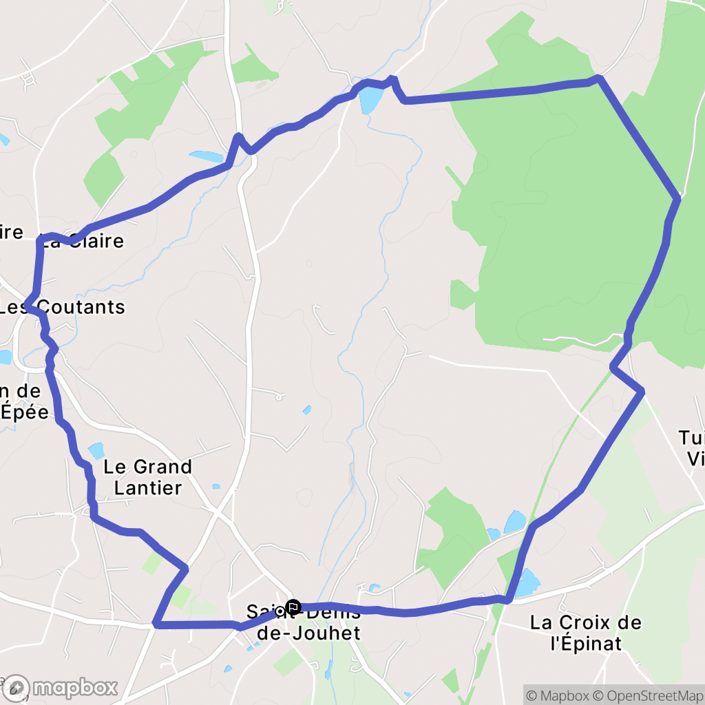 Saint-Denis-de-Jouhet : carte du parcours de randonnée - France
