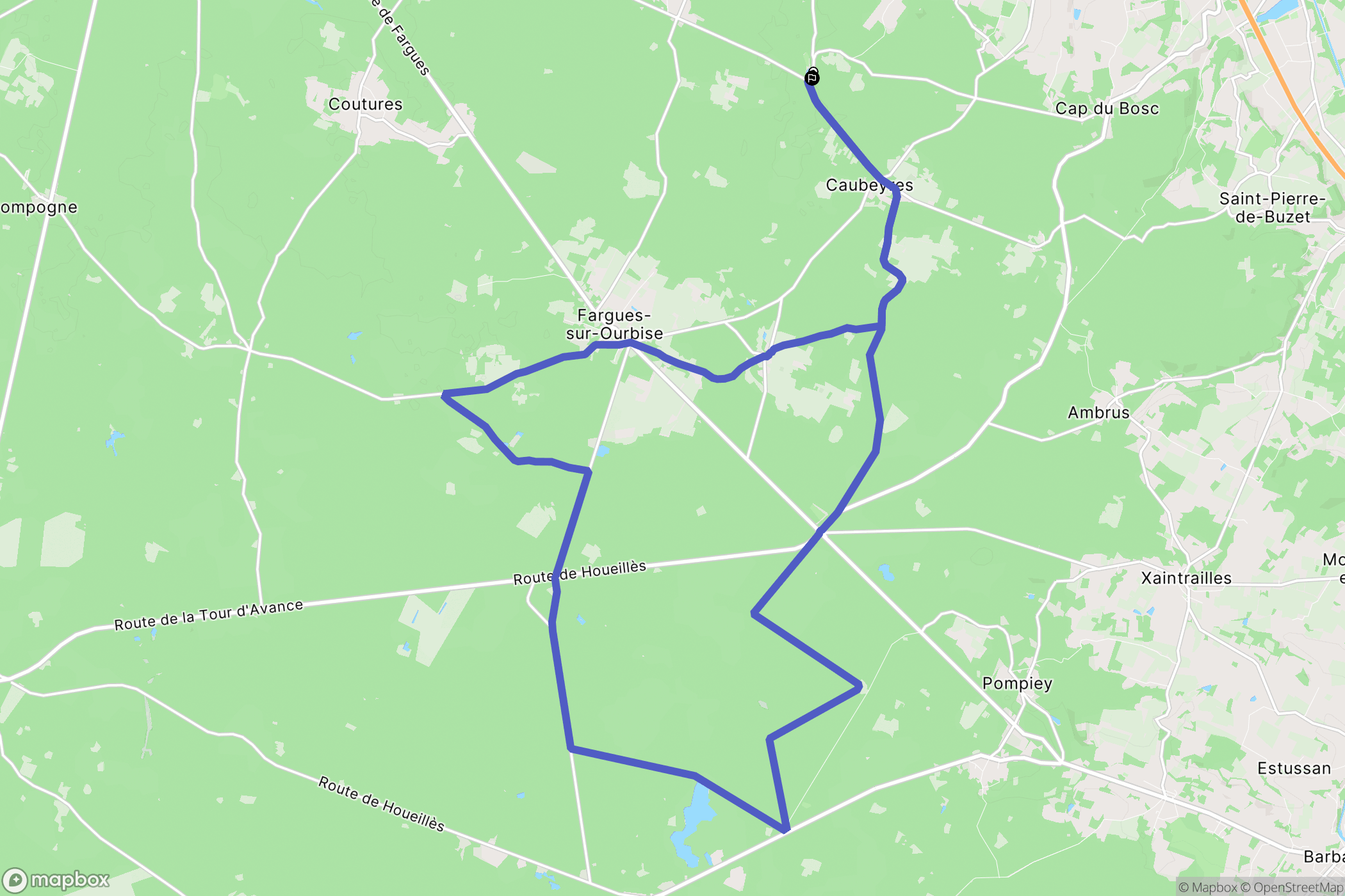 Villefranche-du-Queyran : carte du parcours de randonnée - France