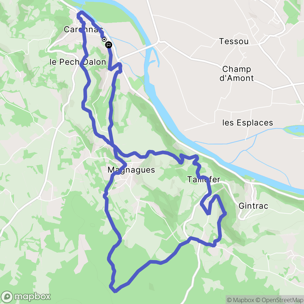 Carennac : carte du parcours de randonnée - France