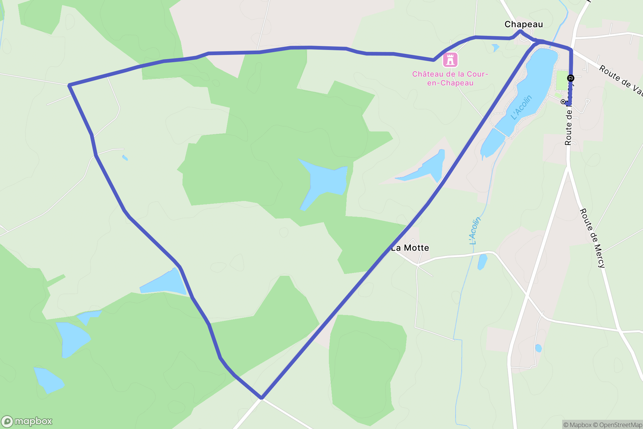 Chapeau : carte du parcours de randonnée - France
