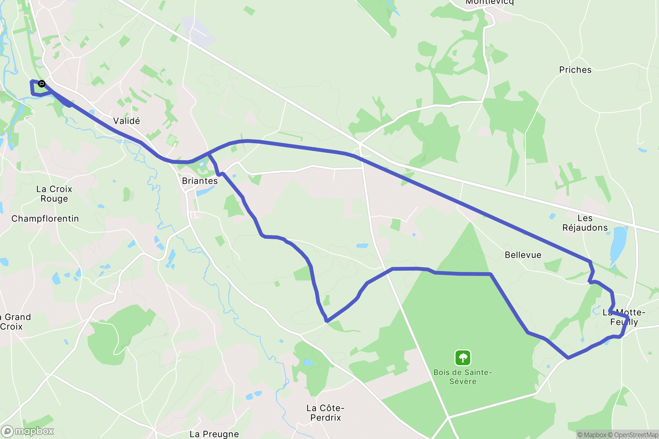 La Châtre : carte du parcours de randonnée - France