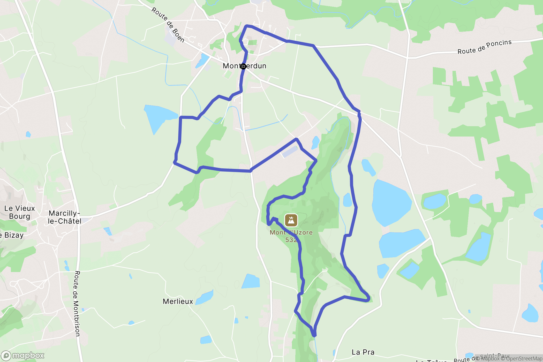 Montverdun : carte du parcours de randonnée - France