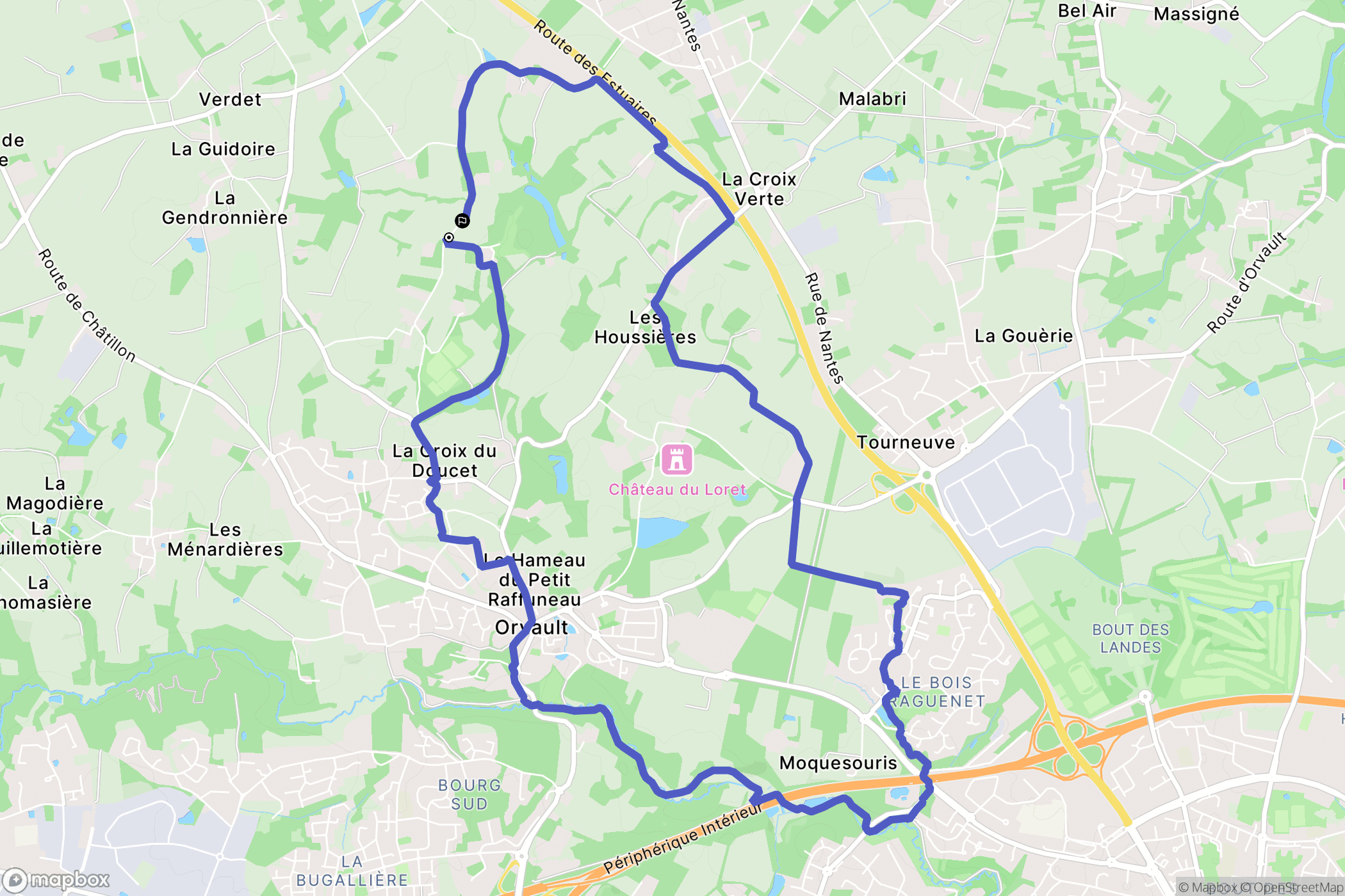 Orvault : carte du parcours de randonnée - France