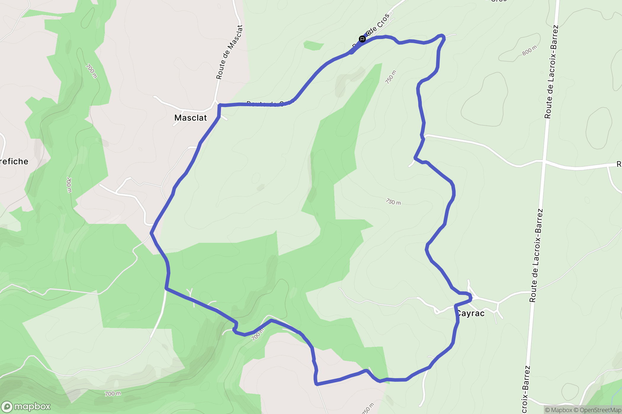 Taussac : carte du parcours de randonnée - France